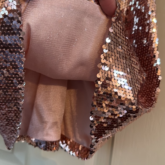 Pink sequin top M - sleeveless / spaghetti straps - Picture 3 of 7